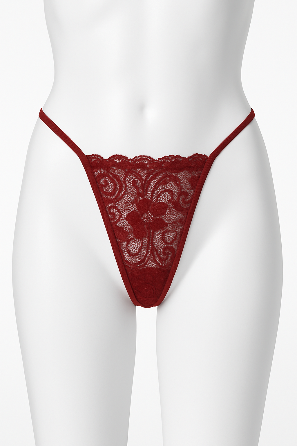 Seductive Comfort: Red Thong G-String Lace Cotton Panties For Women