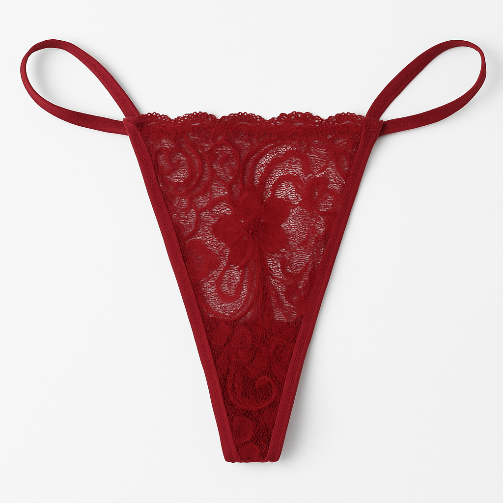 Seductive Comfort: Red Thong G-String Lace Cotton Panties For Women