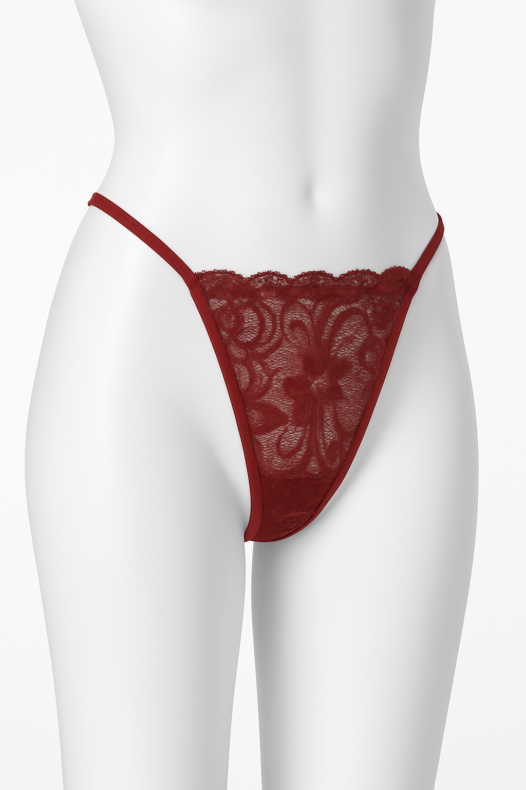 Red Thong G-String Lace Cotton Panties For Women - side right