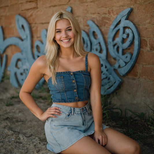 denim mini skirt